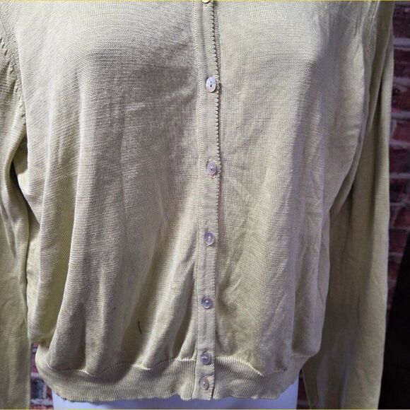 Vintage Women's RENA ROWAN Cropped Lightweight Silk Cardigan Sweater Large - Picture 3 of 5